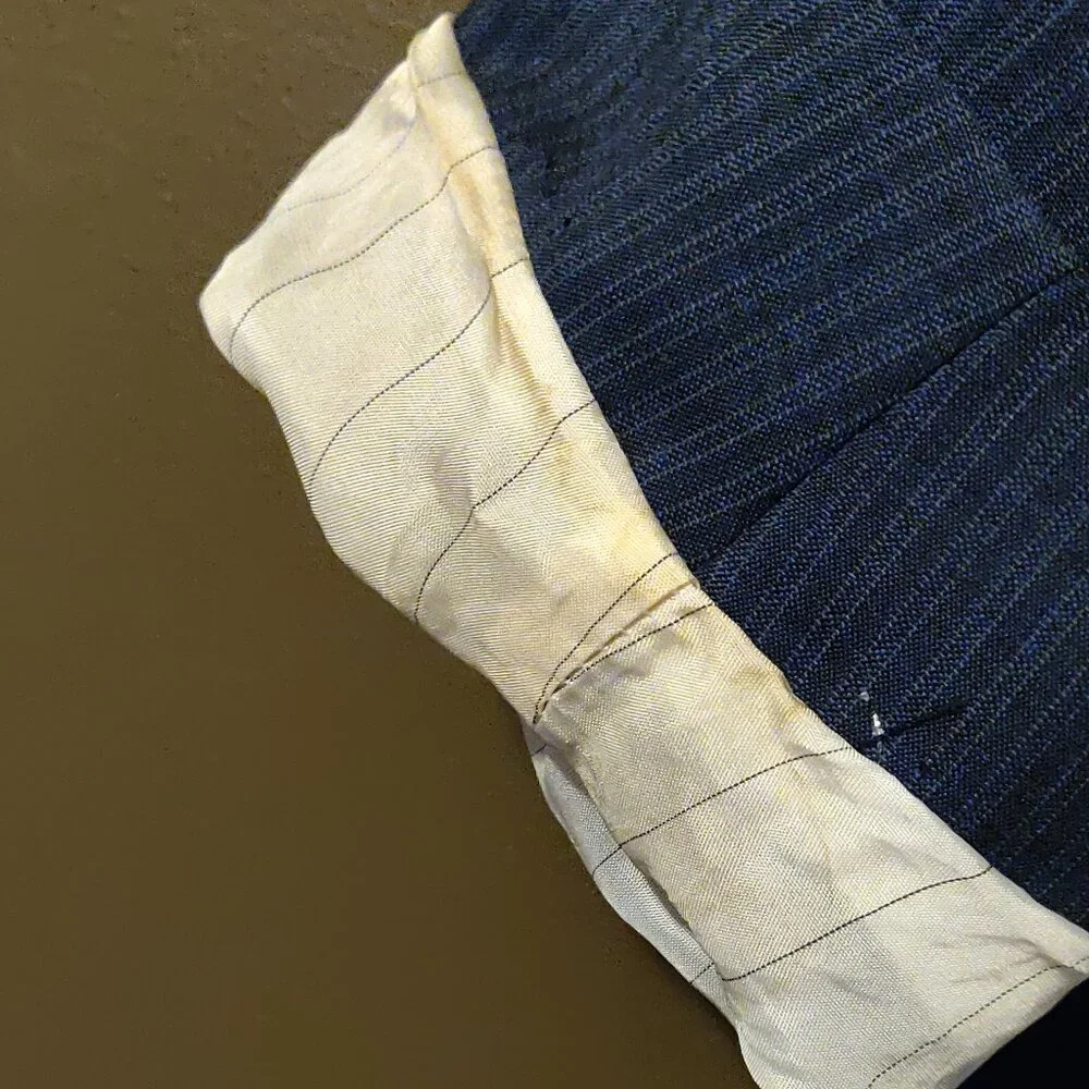 Canali Italian Wool Suit Jacket Blue Pinstripe 3 Button Double Vent 44L